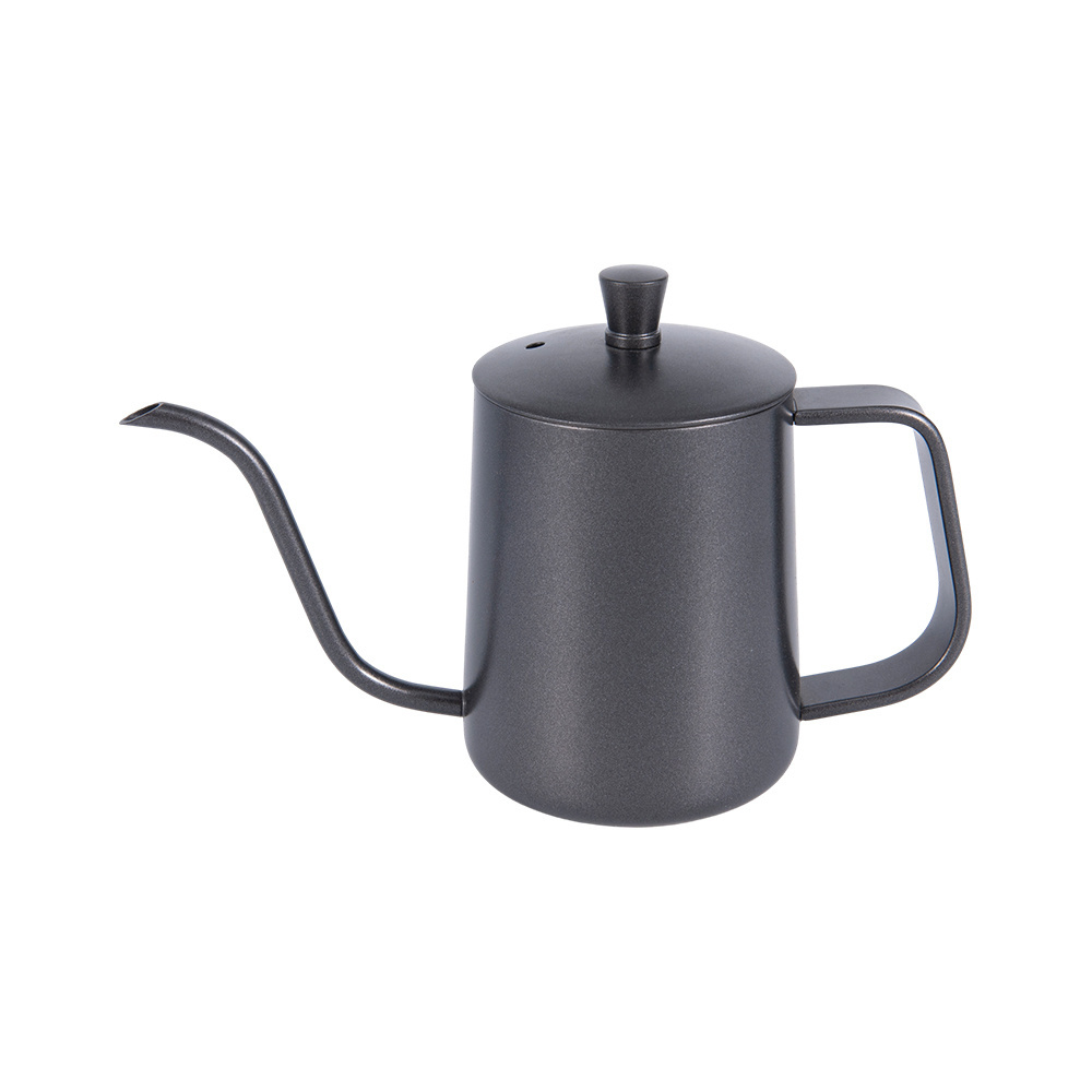 Custom Design 304 Stainless Steel Black 600ml Coffee Drip Pot Goose Neck Swan Neck Thin Mouth Coffee Maker Kettle