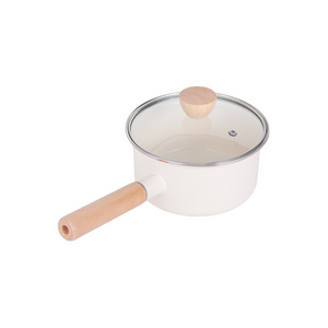 Low Price Single Handle Cooking Food Soup Pot Mini Enamel Saucepans Enamel Cookware Milk Pot with Single Handle