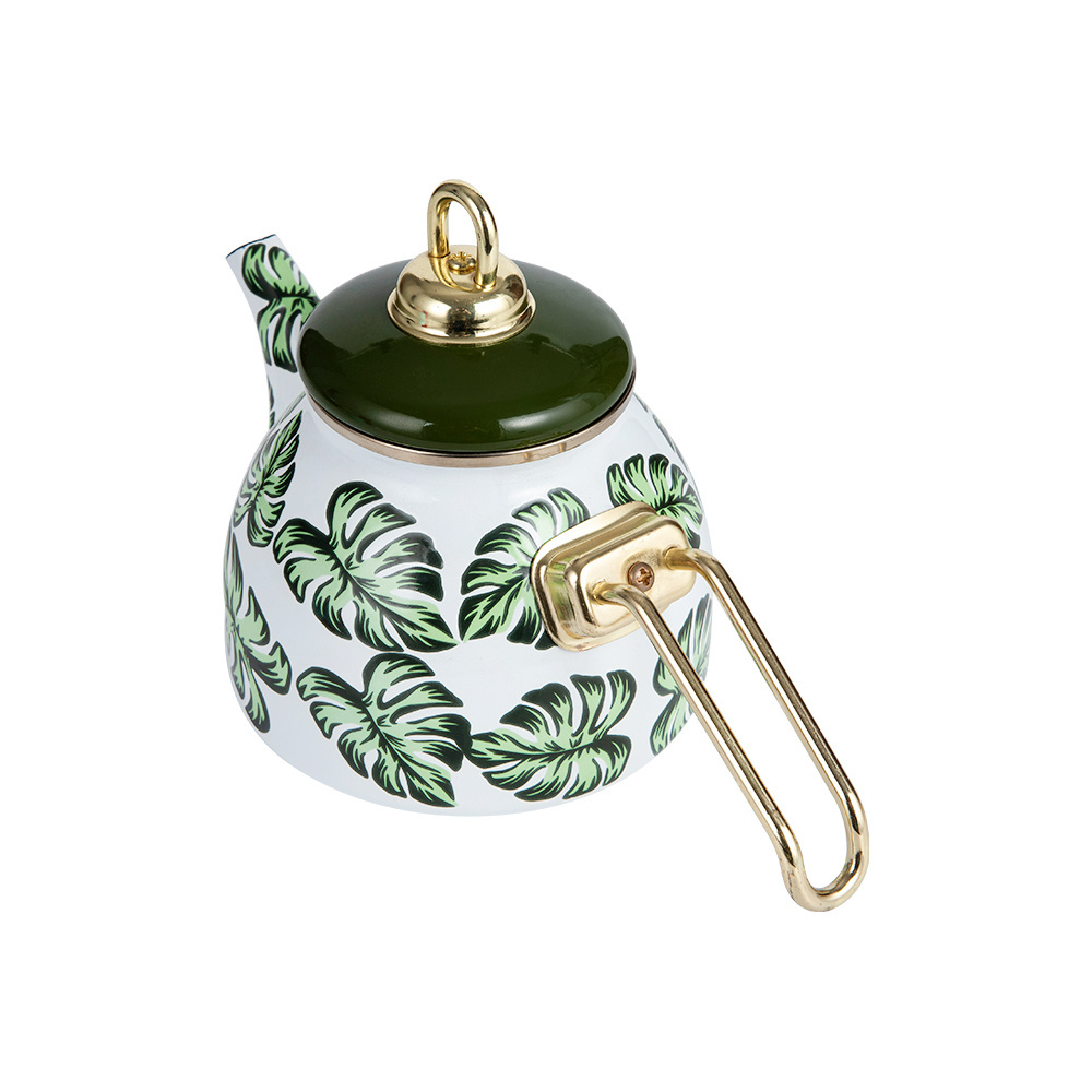 Custom 1L Enamel Coated Camping Coffee Enamel Kettle Coffee Teapot with Stainless Steel Handle