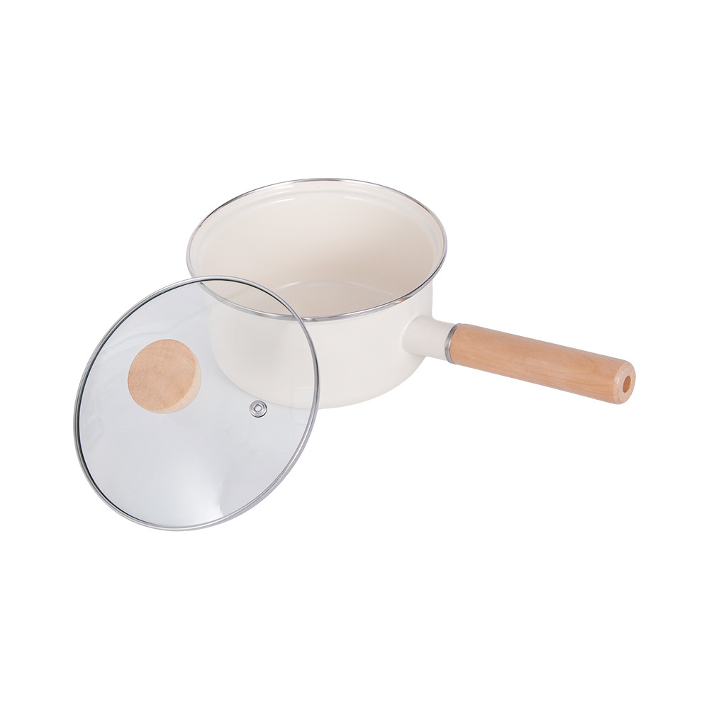 Low Price Single Handle Cooking Food Soup Pot Mini Enamel Saucepans Enamel Cookware Milk Pot with Single Handle