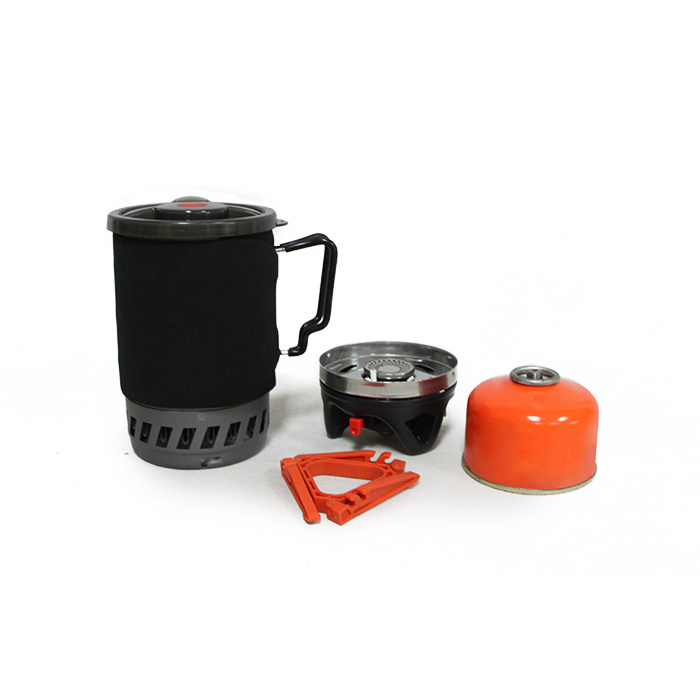 Hiking Portable Gas Powered Stove top & Cooking System Compact Camping Cooktop with 900ml Pot