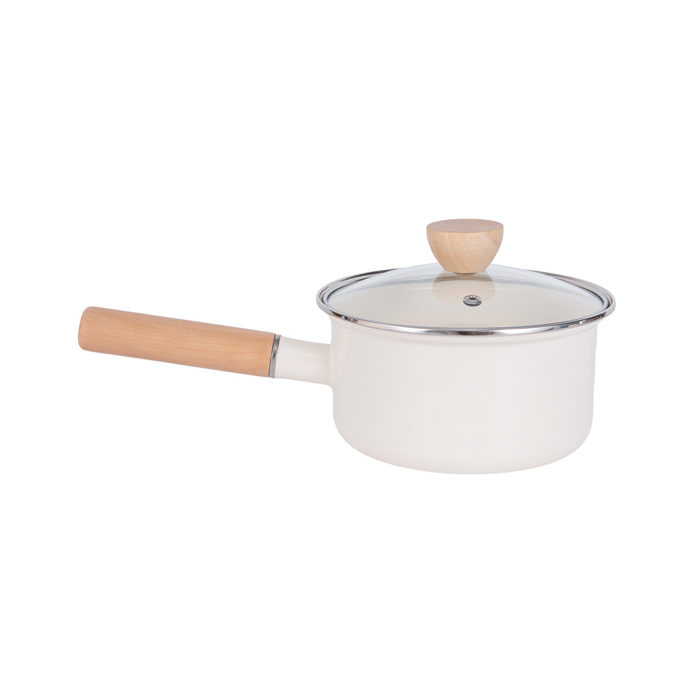 Low Price Single Handle Cooking Food Soup Pot Mini Enamel Saucepans Enamel Cookware Milk Pot with Single Handle