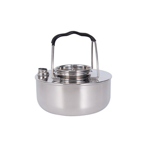 1.5L Stainless Steel Ultralight Portable Quick-heat Outdoor Teapot Travel Picnic Cooking Camping Tea Kettle