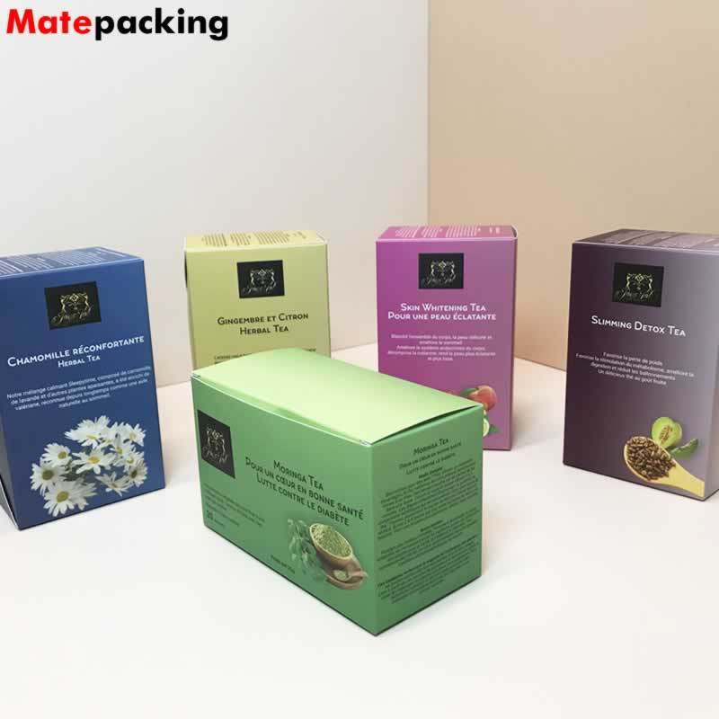 Tea box packaging tuck end  custom design logo luxury matte tea packing box for tea