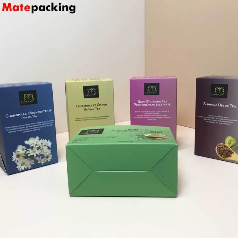 Tea box packaging tuck end  custom design logo luxury matte tea packing box for tea