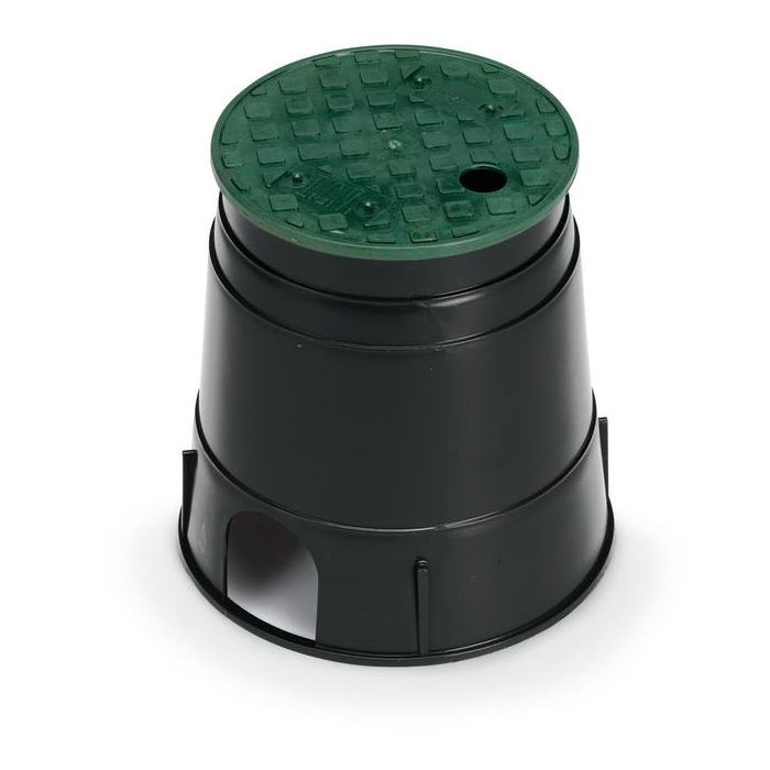 Plastic Valve Box with Overlapping Cover Rain Bird PVB6RND - 6 in. Round PVB Valve Box - Black Body & Overlapping Green Lid