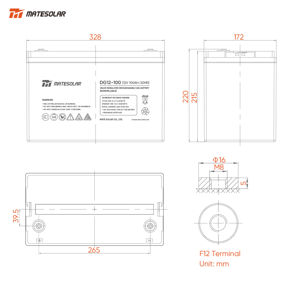 Recharge Sealed Lead Acid Battery 12V 100Ah 190Ah 200Ah Agm Solar Battery