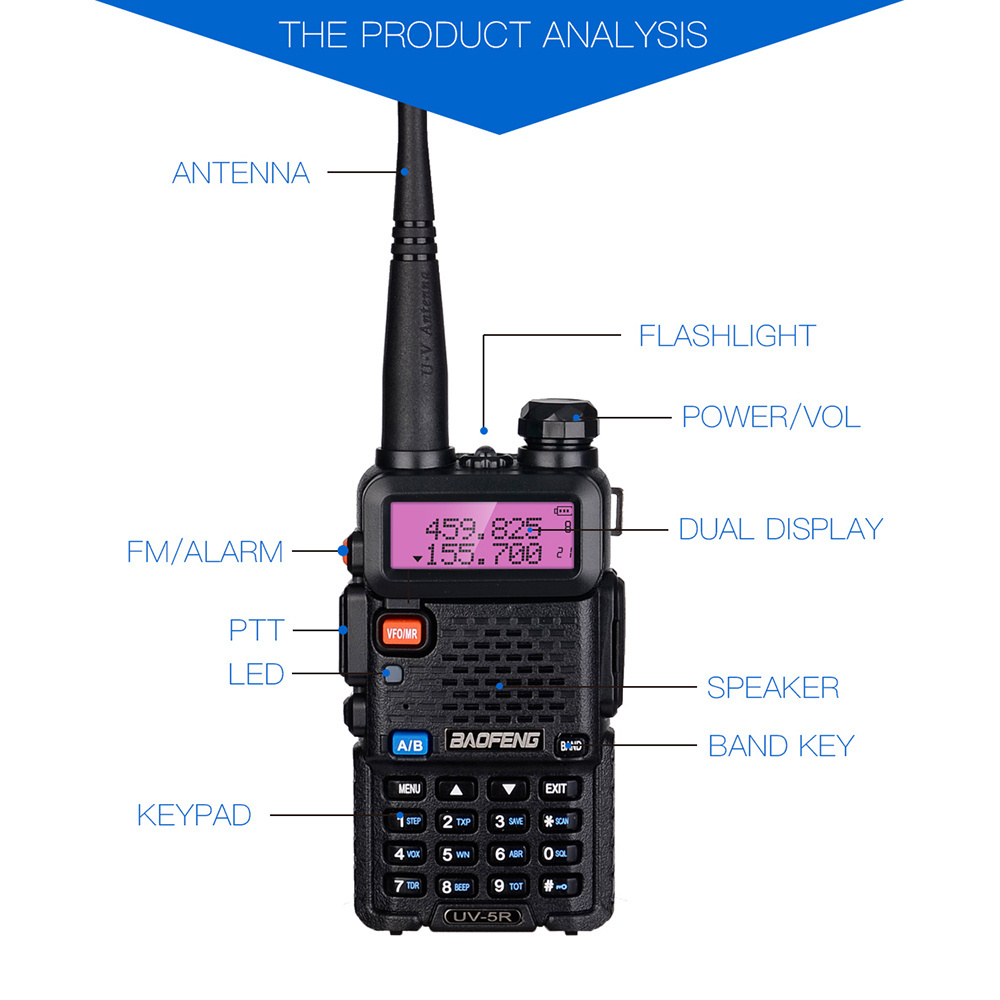 baofeng uv-5r Long Range Ham Radio FM Transceiver 5W UHF/VHF dual band Walkie Talkie baofeng radio