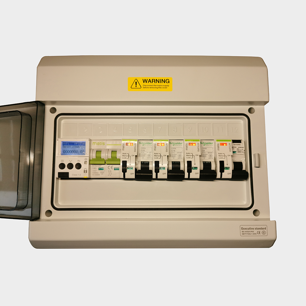 Matismart 12 way distribution box MT61WF 2P 63A energy meter with MT53RS remote control breaker