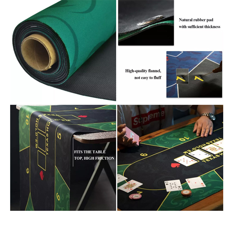 Customized Printing Casino Table Cloth Gambling 1.8m Rubber Poker Table Mat