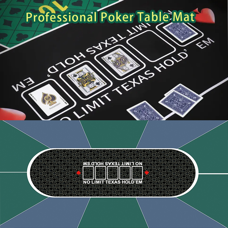 Custom Sizes Poker Mat Texas Hold'em Poker Rubber Mat Poker Topper Portable Table Top Layout With Carrying Bag Blackjack Casino