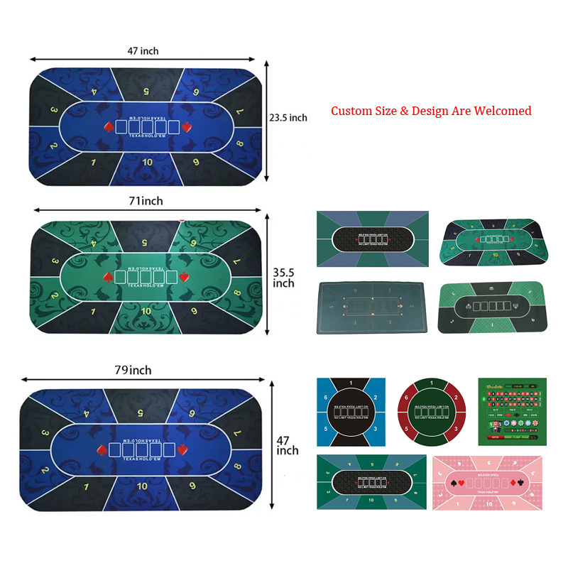 High Quality Waterproof Casino Felt Black Neoprene Rubber Gambling Table Top Mat Smooth Poker Card Game Layout