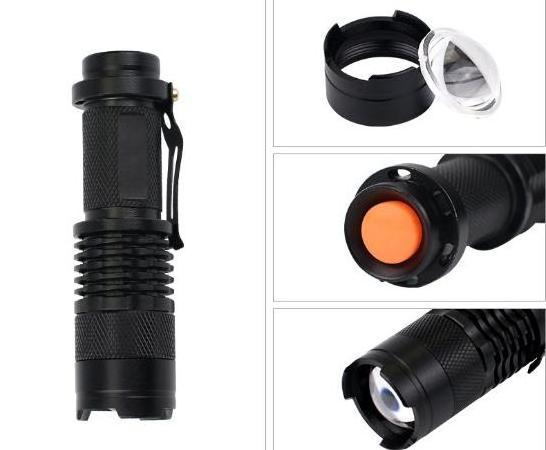 LED glare 3 gears retractable flashlight SK68 flashlight zoom mini glare flashlight