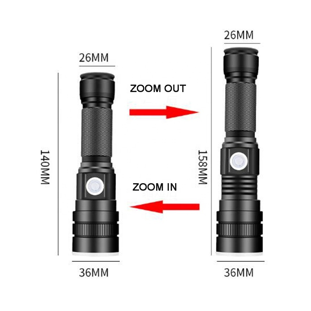 DAINING high power hunting USB rechargeable P50 aluminum zoomable led torch flashlight