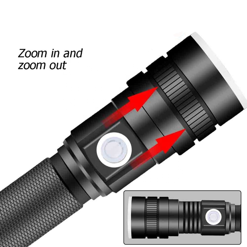 DAINING high power hunting USB rechargeable P50 aluminum zoomable led torch flashlight