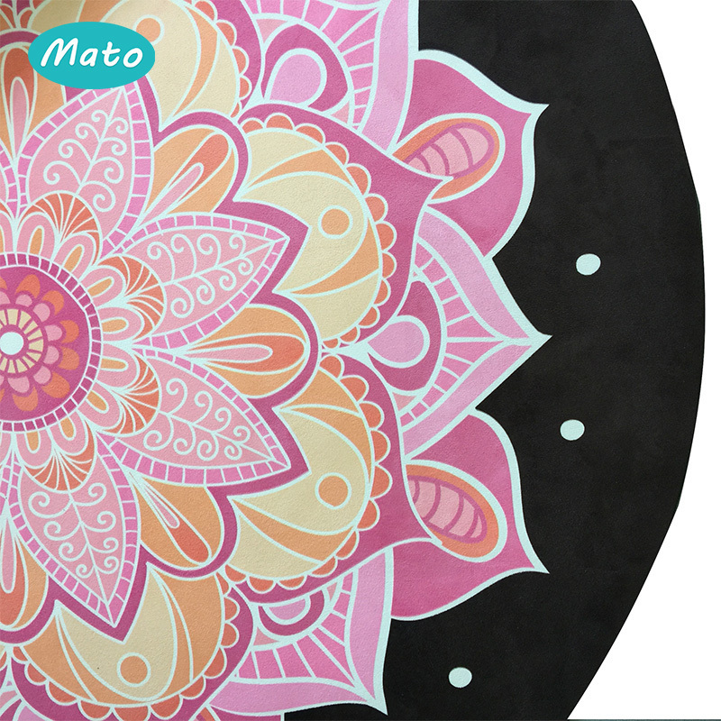 Custom Eco Friendly Digital Print Suede Natural Rubber Round Yoga Mat