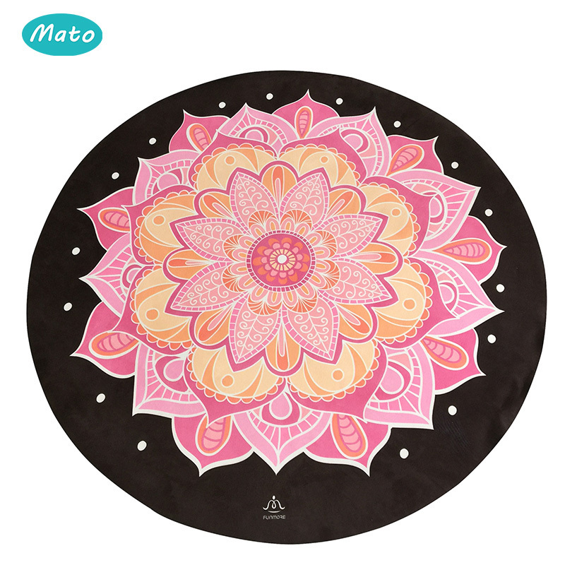 Custom Eco Friendly Digital Print Suede Natural Rubber Round Yoga Mat