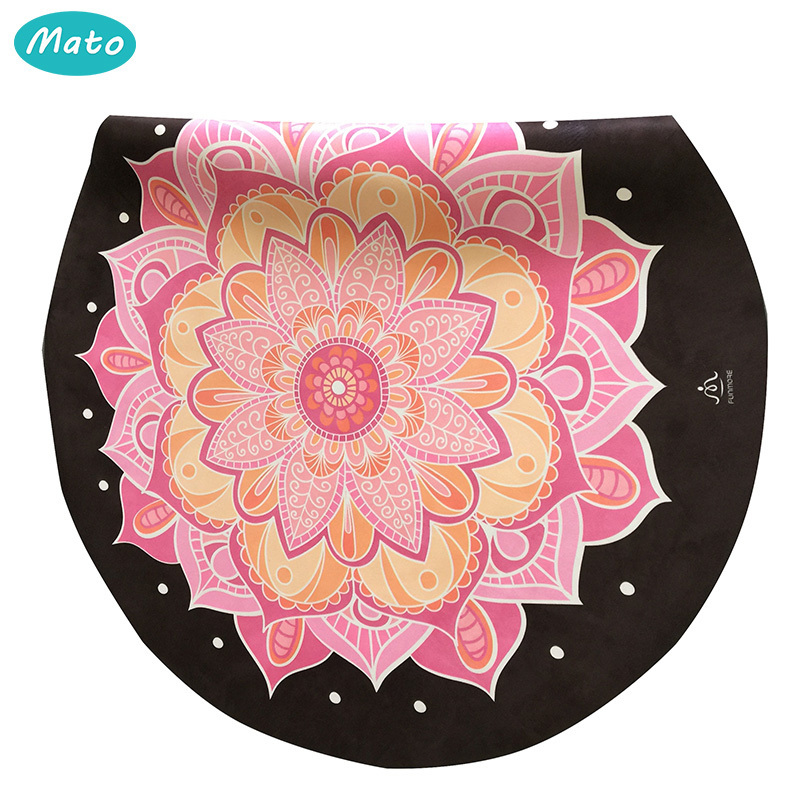 Custom Eco Friendly Digital Print Suede Natural Rubber Round Yoga Mat