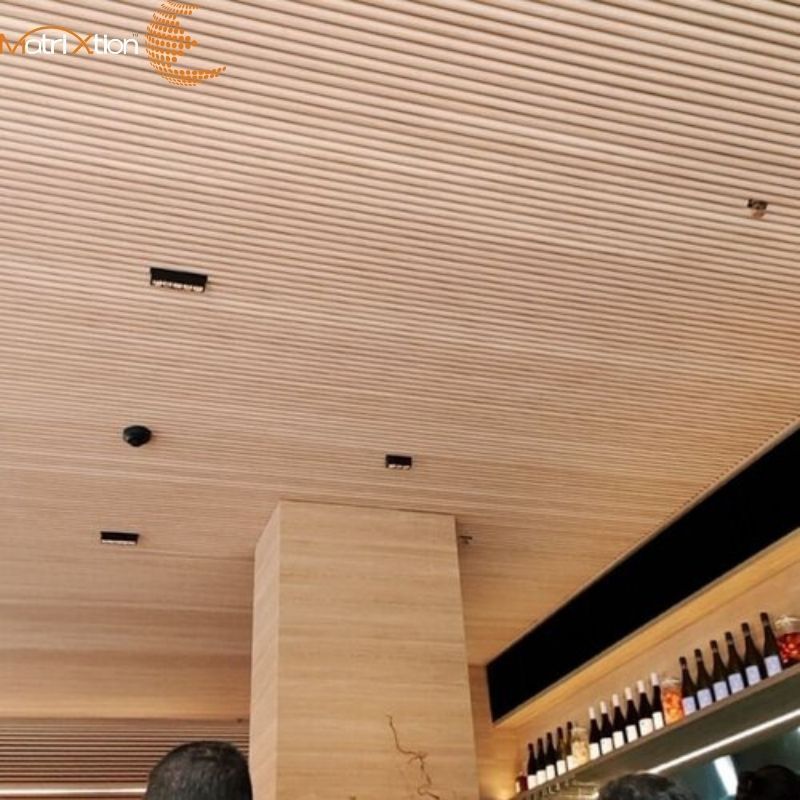 Veneered Solid Wood Grill linear Ceiling Planks slatted Timber Ceilings panels