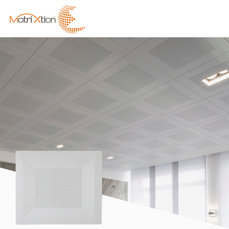 Drop Acoustical Decorative Ceiling Tiles 2X2 2X4 Aluminum Suspended Metal Modern White Office Building Strip Aluminum Panel Ceil