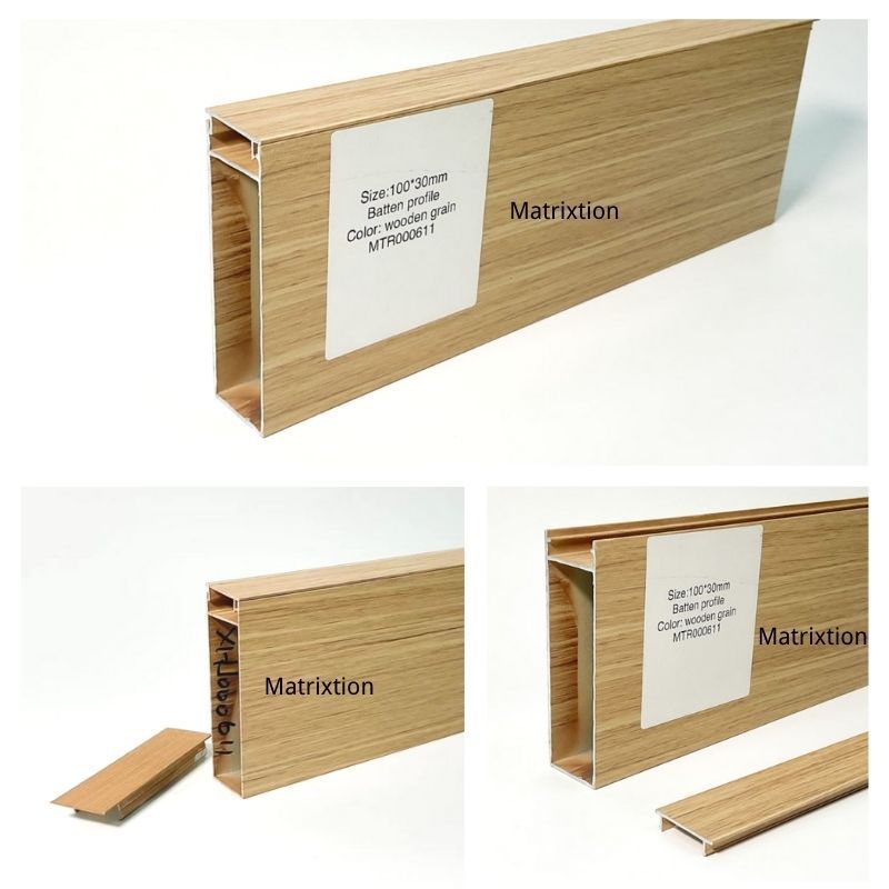 Timber-look aluminium battens profiles metal building materials