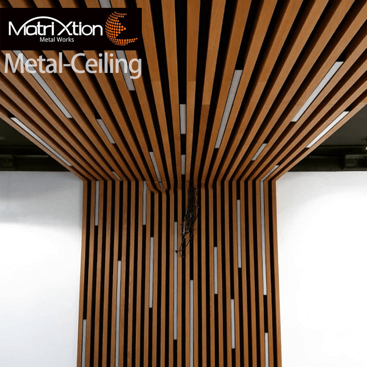 Cost Price Aluminum Linear Wood Baffle Ceilings System Metal Decorative Suspended Ceiling