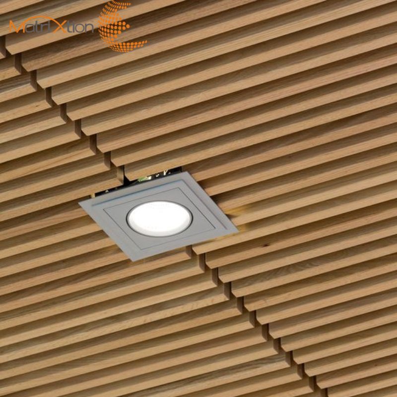 Veneered Solid Wood Grill linear Ceiling Planks slatted Timber Ceilings panels