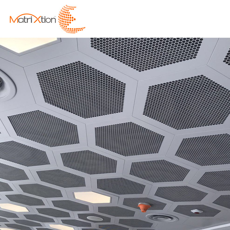 Matrixtion Metal Hexagonal Decorative Design Acoustical Aluminum 3d RHOMBUS Ceiling Panel