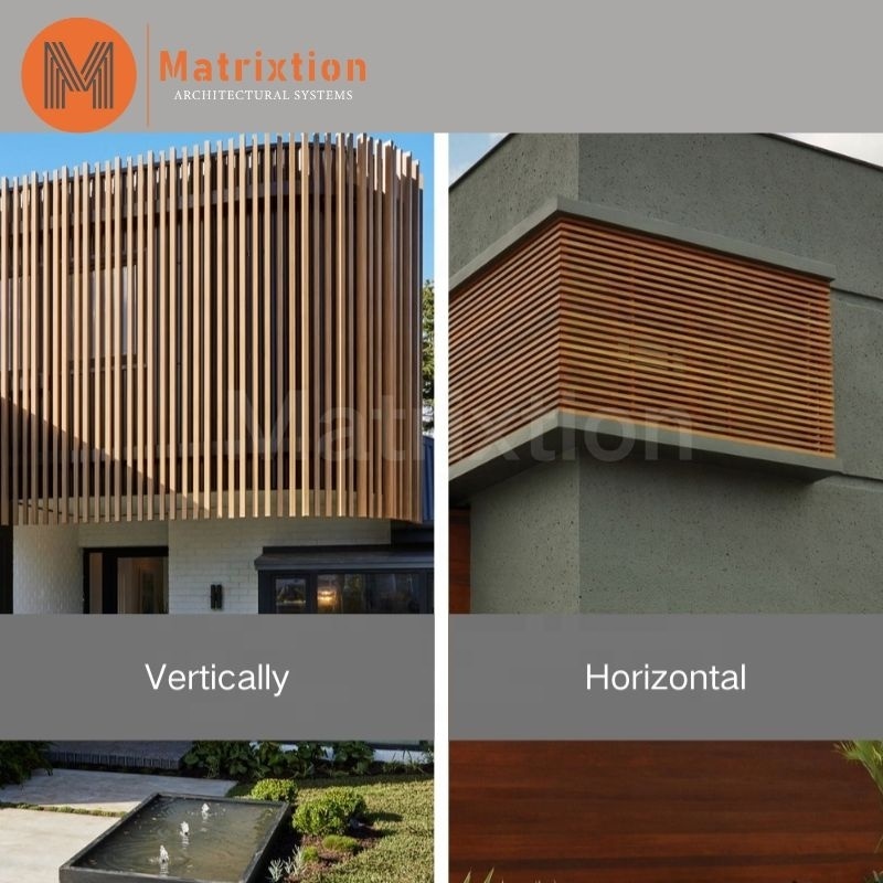 Wood grain aluminum battens Facade Building Exterior Wall Facade Cladding Panel