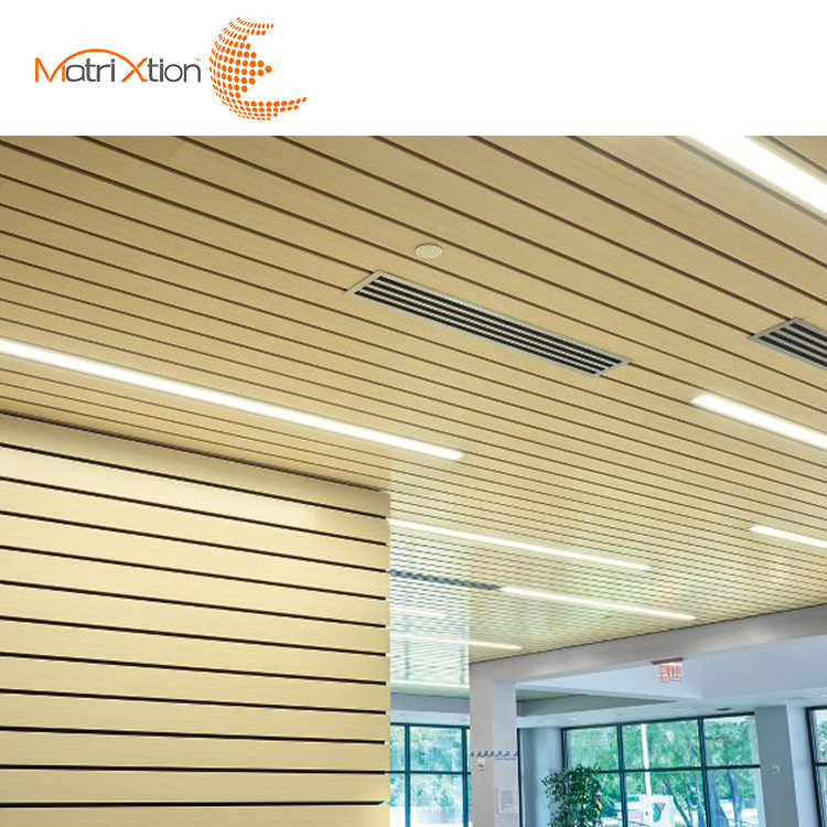 Martixtion Strip-G Modern High Aluminum Wood Panels Metal Tiles Suspended Drop Ceiling