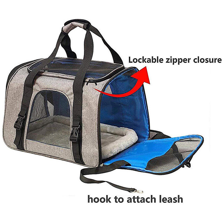 Portable Outdoor Cat Dog Pet Mesh Bag Travel Pet Carrier For Small Pet Fleece Bed Airline Approved Dog Carrier