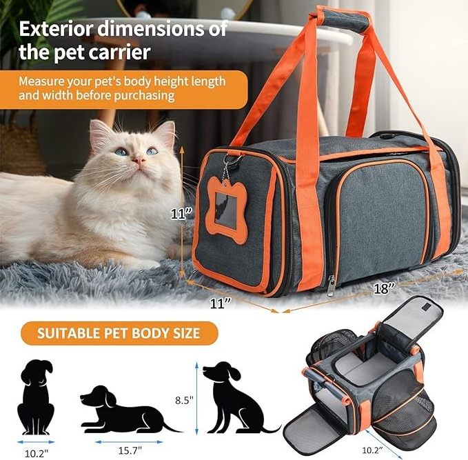 Pet Carrier with Wheels Pet Carrier Airline Approved Small Dogs & Cats Puppy Up to 16 LBS Airline Approved Dog Carrier