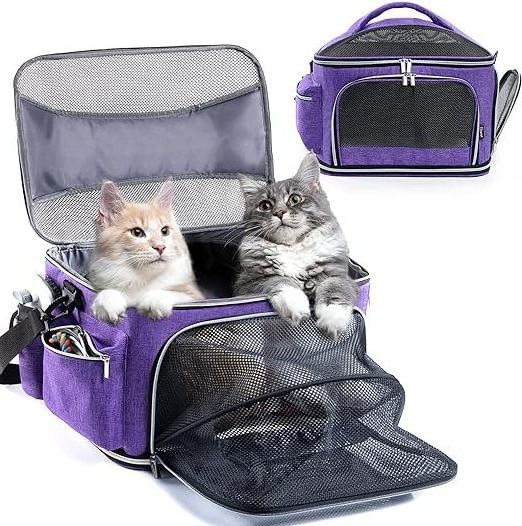 Large Cat Carrier Soft for 2 Cats Pet Carrier for Small Dogs Collapsible Cat Travel Transport Carrier Soft