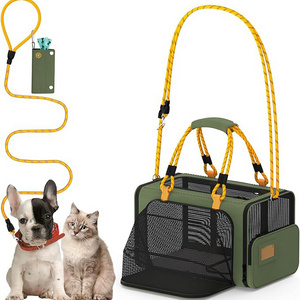 Airline Approved Cat Carrier for 2 Cats Under Seat Soft-Sided Collapsible Dog Carrier Car Seat Travel Bag Shoulder Strap