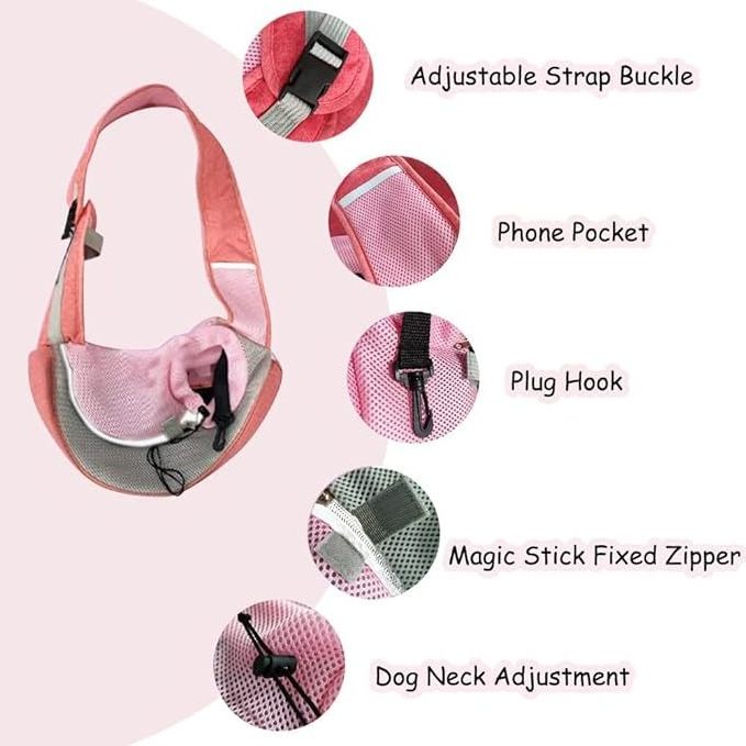 Pet Dog Sling Carrier Puppy Pet Slings Bag for Small Dogs Cats Satchel Carriers Breathable Mesh Hand Free with Adjustable Strap