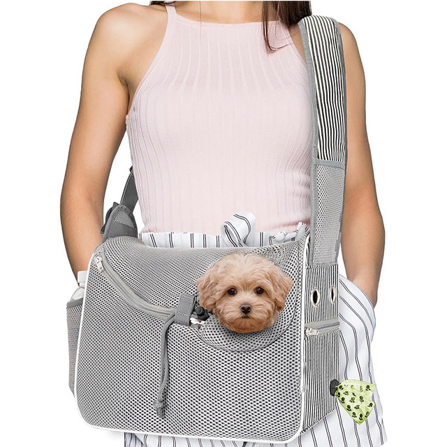 Small Dog Sling Carrier Soft-Sided Carrying Purse Bag Adjustable Sling Pet Pouch to Wear Medium Cat Travel Dog Bag for Traveling