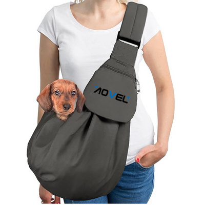 Dog Carrier Sling Thick Padded Adjustable Shoulder Strap Puppy Carrier Purse for Pet Cat with Front Zipper Pocket Safety Belt