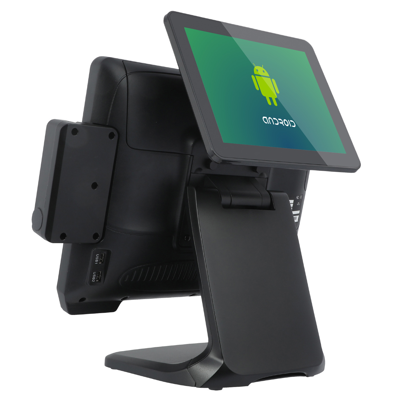 Wholesale price 15inch POS All-in-one Machine Dual-screen Cash Register Convenience Stores Android POS Cashier Machine