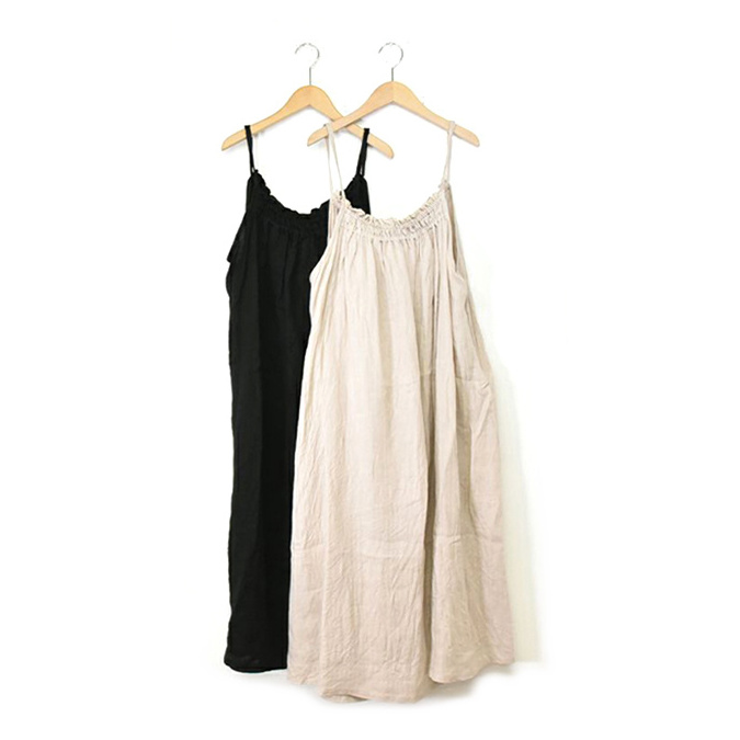 Collarless Sleeveless Comfortable Casual Loose Linen Maxi Dress Girls