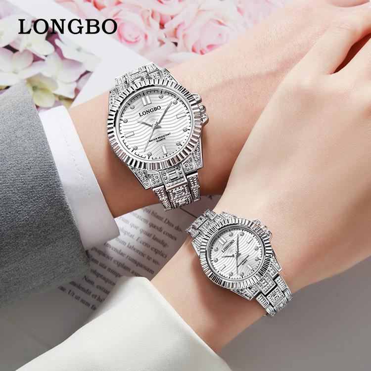 LONGBO Couple Watch Gold Diamond Men's and Women's Quartz Watches Brand Original Lover's Clock Relojes para parejas Clock Set