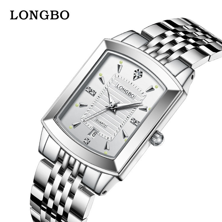 Fashion LONGBO Women Men Square Watches With Diamond Couples Watches Full Gold Lovers Men Women Clock Quartz Wrist Watch 83605