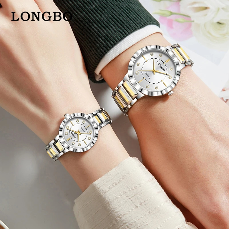 LongBo Diamonds Quartz Men's Women's Watches Unique Dial Couple Watches Stainless steel Strap Gifts for Man Woman New