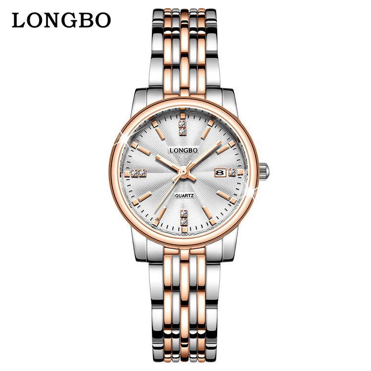 LONGBO Men Women Couple Watch A Pair Men and Women Waterproof Gold Quartz Day Wristwatch Luxury Brand Calendar Lover's Watches