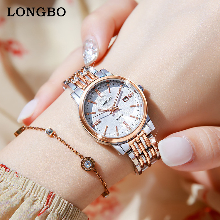 LONGBO Men Women Couple Watch A Pair Men and Women Waterproof Gold Quartz Day Wristwatch Luxury Brand Calendar Lover's Watches