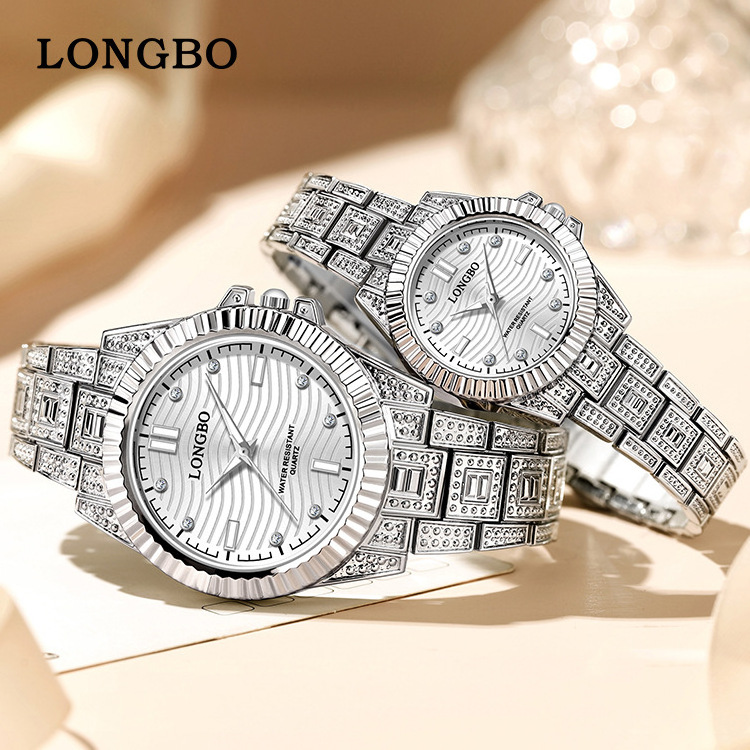 LONGBO Couple Watch Gold Diamond Men's and Women's Quartz Watches Brand Original Lover's Clock Relojes para parejas Clock Set