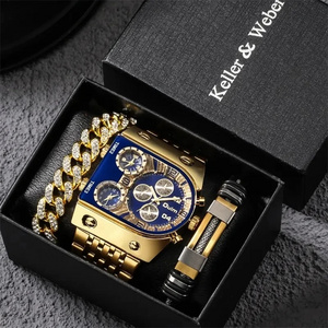 Oulm 9315 Luminous luxury Men's Watch With Diamond Bracelets Set Gold Strap Steel Band Casual Quartz Style Watch for Men Clock