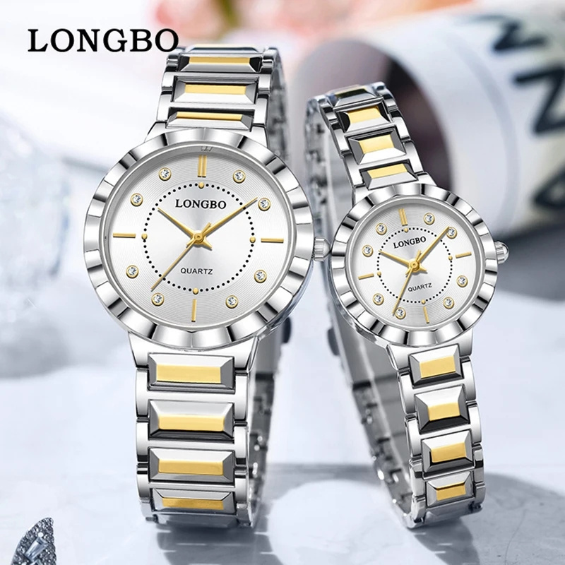 LongBo Diamonds Quartz Men's Women's Watches Unique Dial Couple Watches Stainless steel Strap Gifts for Man Woman New