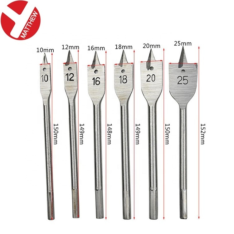 Hexagon Shank Flat Wood Boring Spade Drill Bits For Woodworking