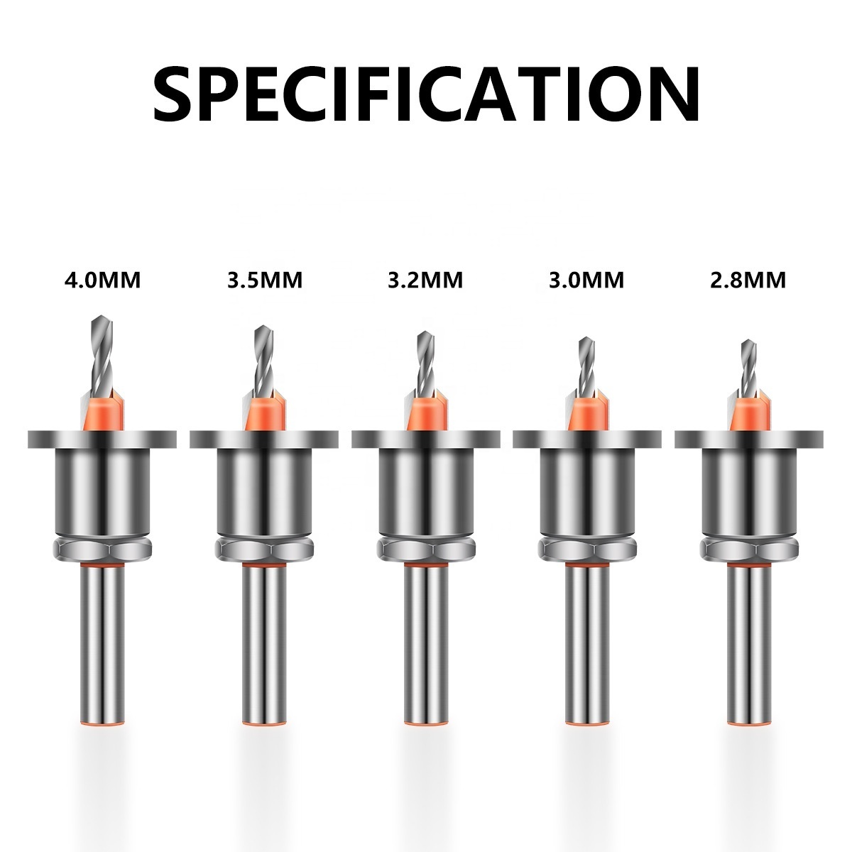 Carbide Tipped Woodworking Countersink Drill bits with Adjustable Low Friction Depth