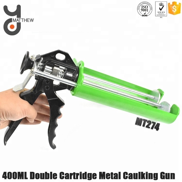 400ML Heavy Duty Double Cartridge Steel Caulking Gun Dual Component Applicator Panel Bond Gun